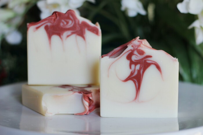 Three Peppermint soaps without a label