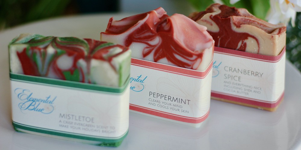 Mistletoe soap, Peppermint soap and Cranberry Spice soap