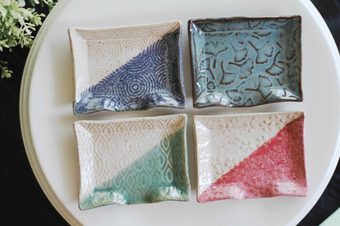 4 different kinds of ceramic mini-soap dishes