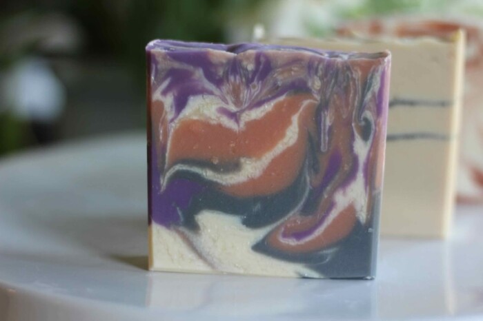 Elemental Blue Blackberry Cedar soap without a label