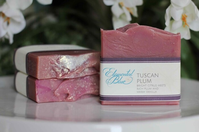 Three Tuscan Plum soaps from Elemental Blue